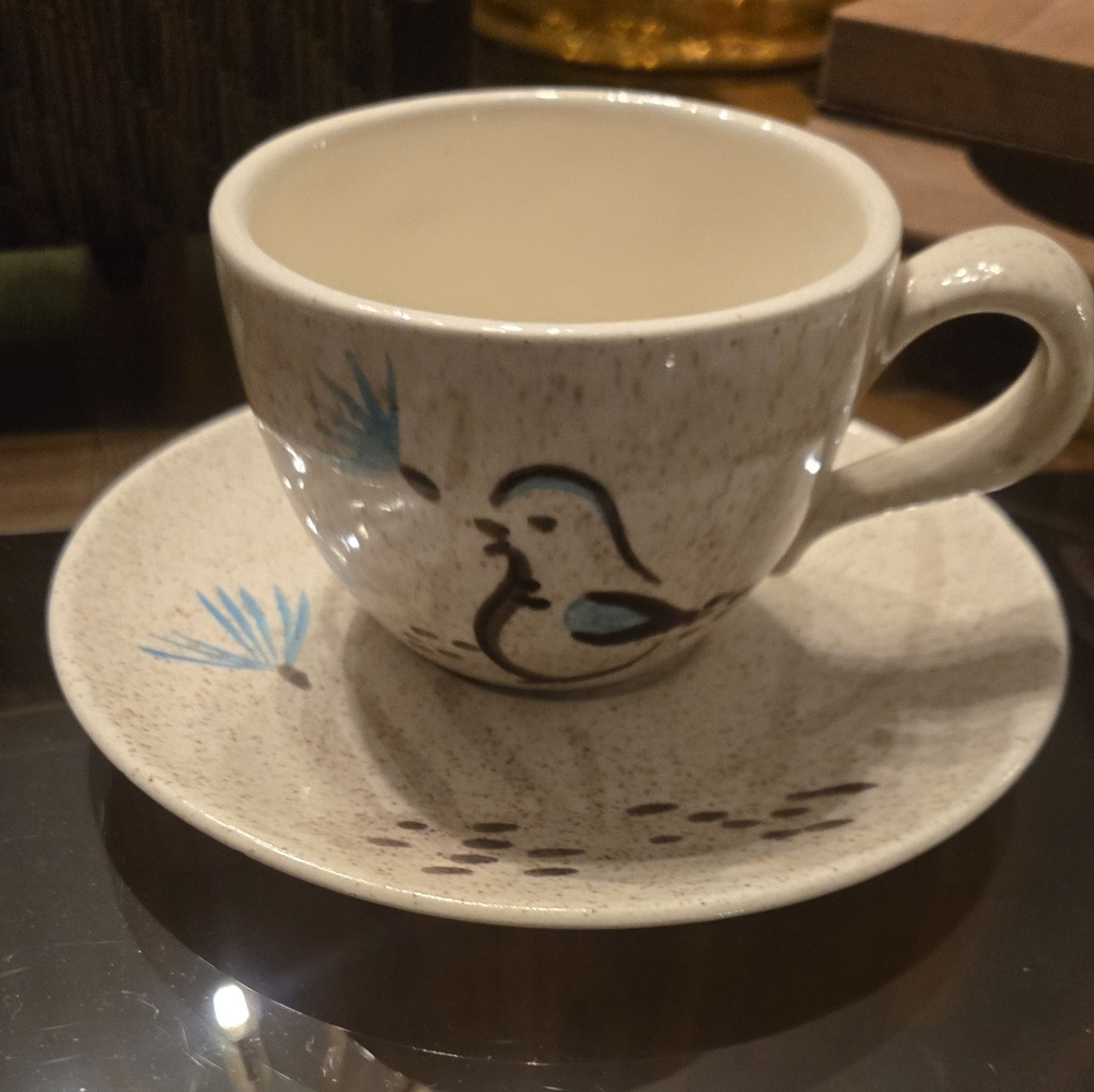 Vintage Red Wing Pottery Cup And Saucer